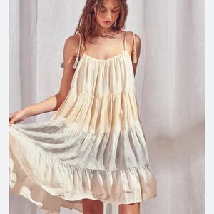 STORIA ombré Tie Dye Trapeze With Tassels Tie Straps Mini Dress